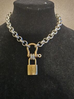 Louis Vuitton Gold and Silver Two-Tone Padlock Chain Necklace